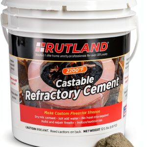 Rutland Castable Refractory Cement 12.5 Pound - High Temperature Fireplace & Woodstove Fire Cement - Cast Custom Fire Brick, Refractory Panels & Fire Pits, Pizza Ovens-0
