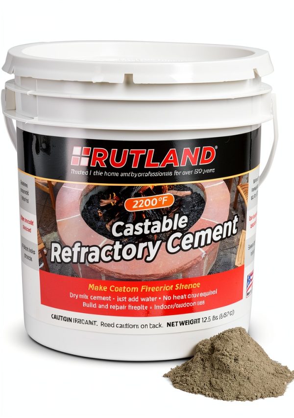 Rutland Castable Refractory Cement 12.5 Pound - High Temperature Fireplace & Woodstove Fire Cement - Cast Custom Fire Brick, Refractory Panels & Fire Pits, Pizza Ovens-0