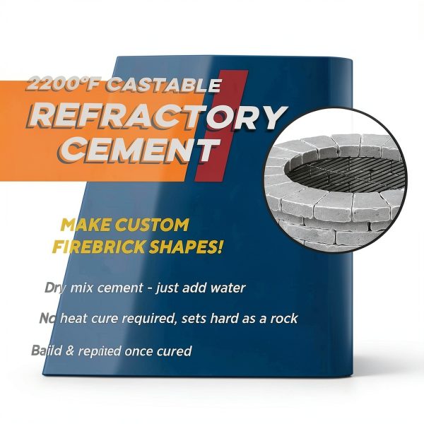 Rutland Castable Refractory Cement 12.5 Pound - High Temperature Fireplace & Woodstove Fire Cement - Cast Custom Fire Brick, Refractory Panels & Fire Pits, Pizza Ovens-1