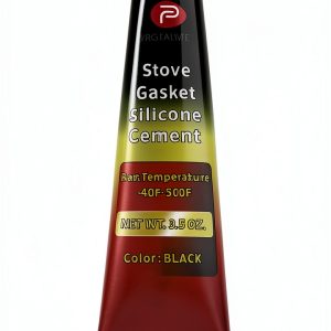 Wood Stove Door Gasket Cement, High Temperature Resistance Adhesive, Silicone Material, Black 3.5 Fl Oz-0