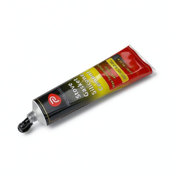 Wood Stove Door Gasket Cement, High Temperature Resistance Adhesive, Silicone Material, Black 3.5 Fl Oz-1